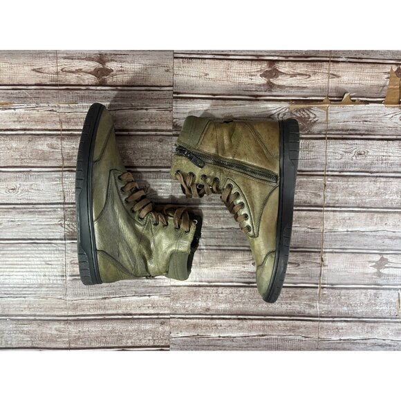 Diesel s boulevar combat style leather zip sneaker boots size 10 US color green - Picture 4 of 9